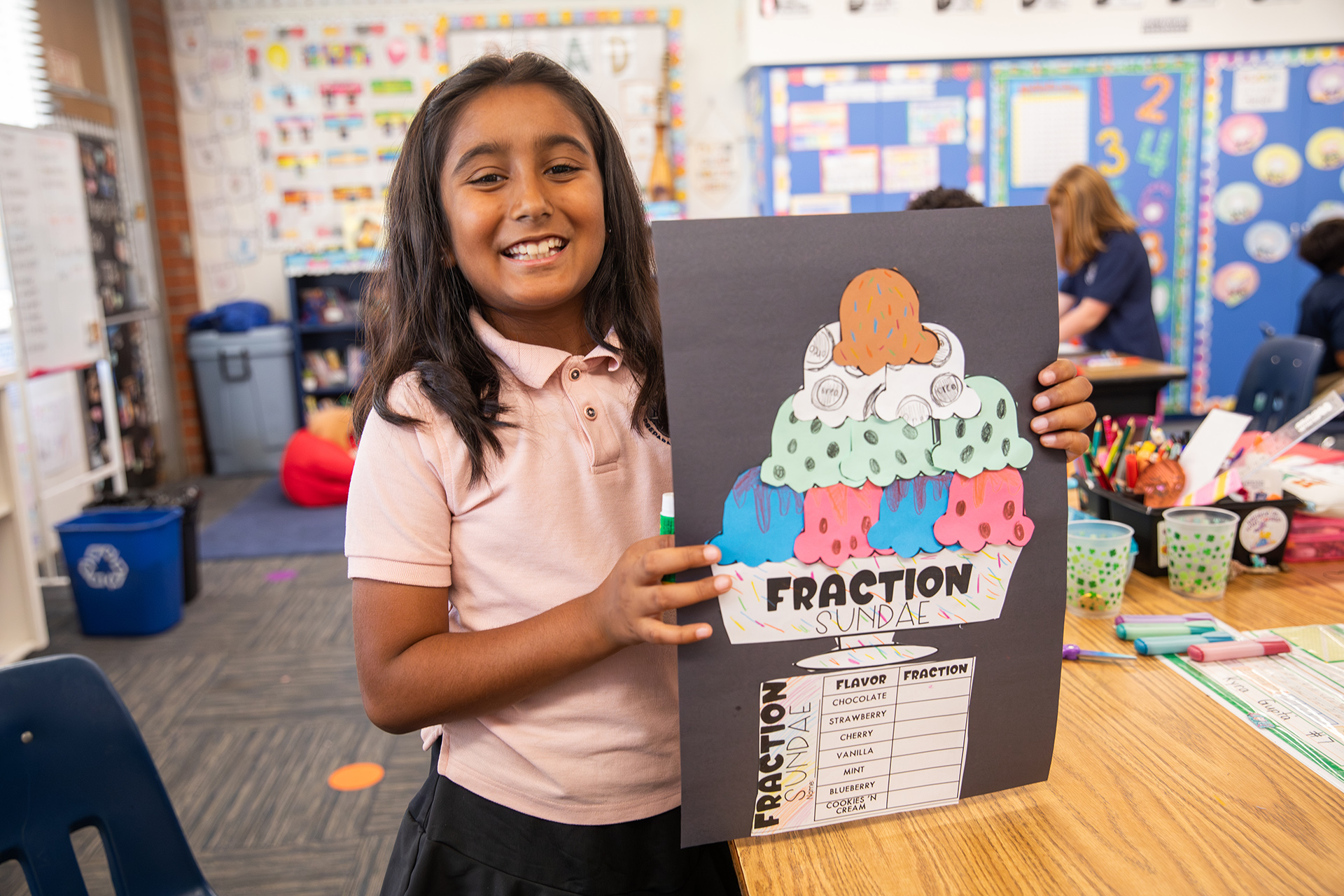 GPS student presenting her fraction project